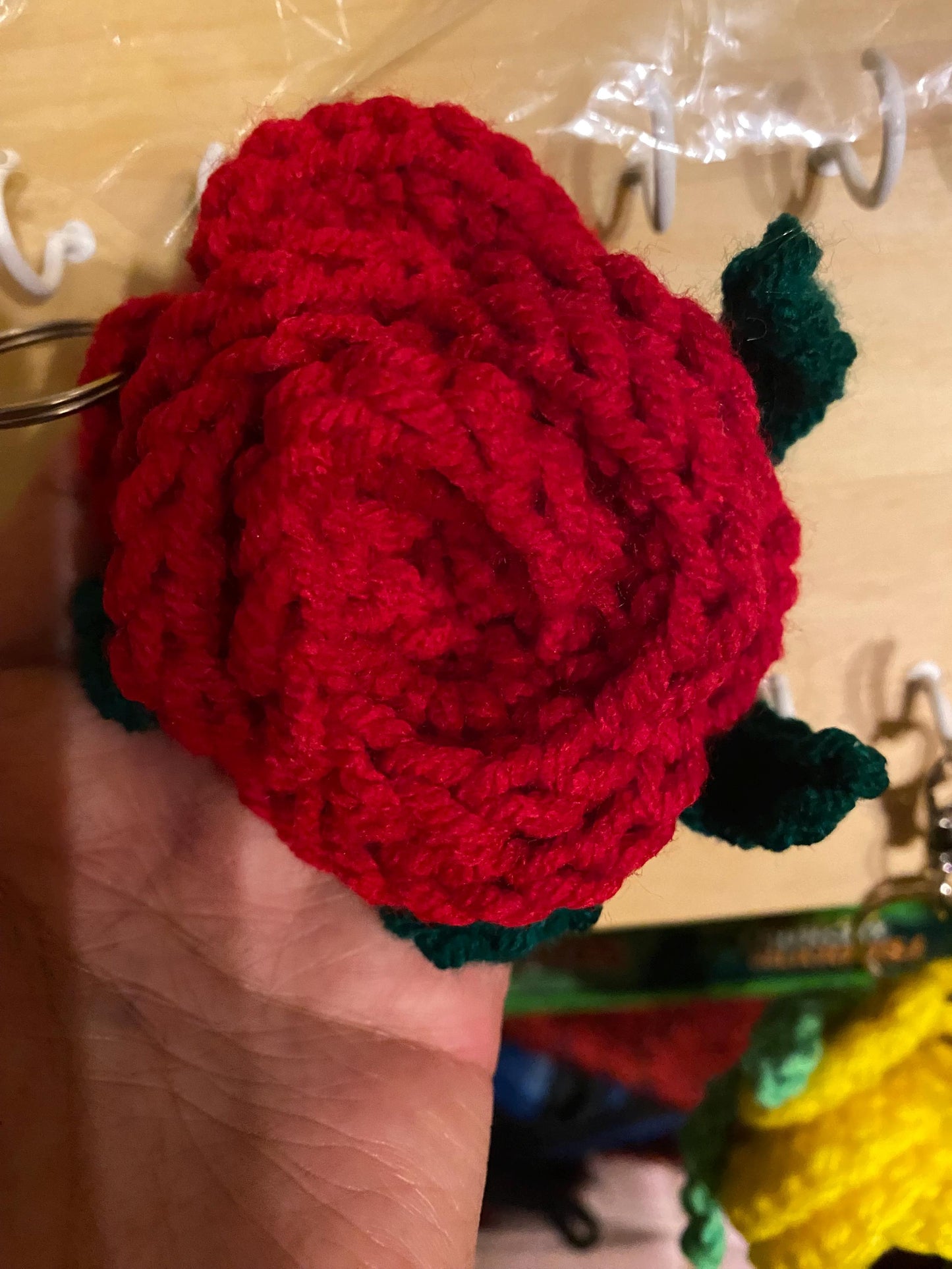 crochet Rose keychain, rose keychain
