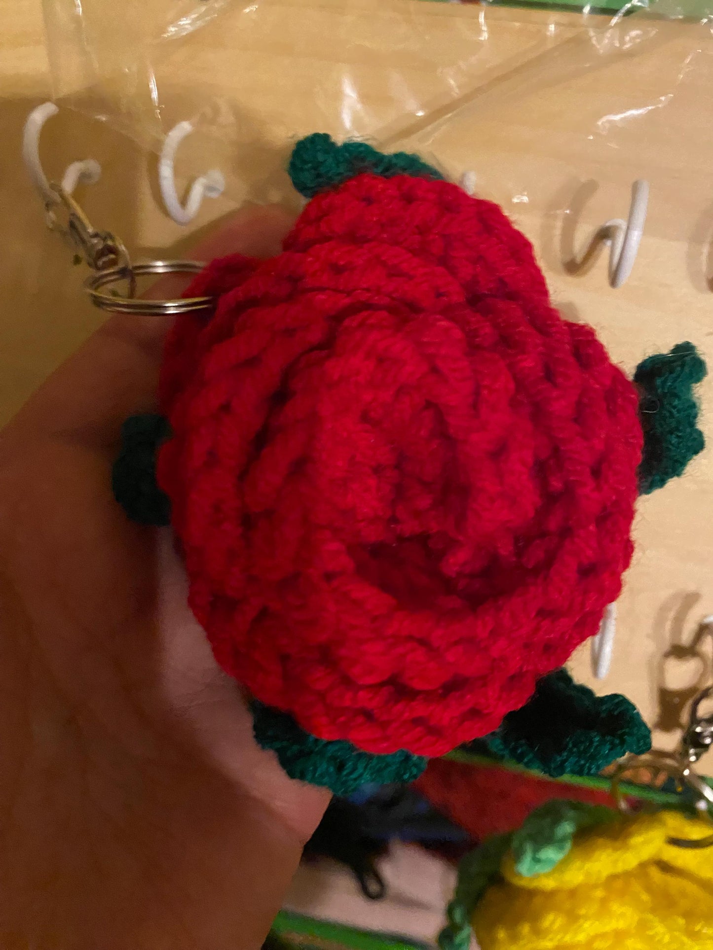 crochet Rose keychain, rose keychain