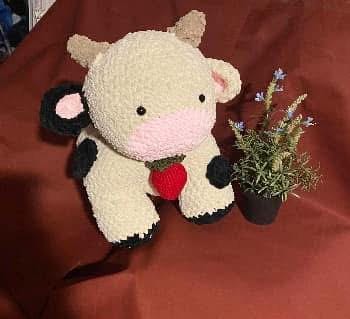 crochet handmade cow ! handmade gift for cow lover. soft cow, adorable and cute crochet cow