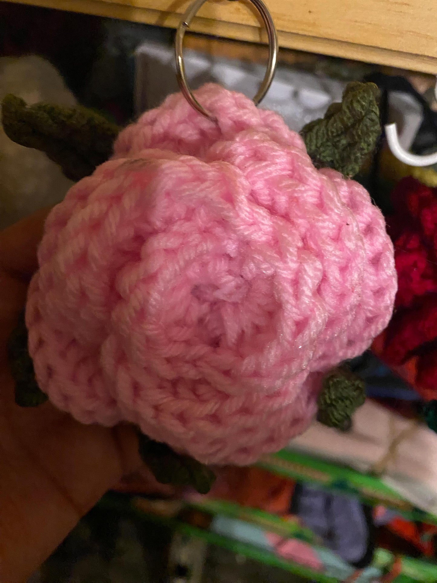 crochet Rose keychain, rose keychain
