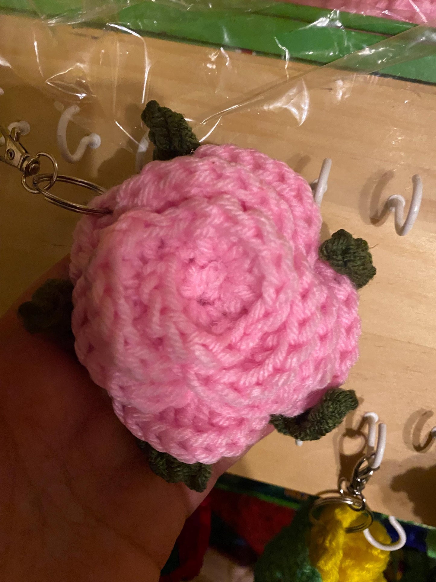 crochet Rose keychain, rose keychain